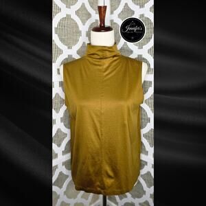 COS Women's Deep Gold Mock Neck Sleeveless Top Size M
